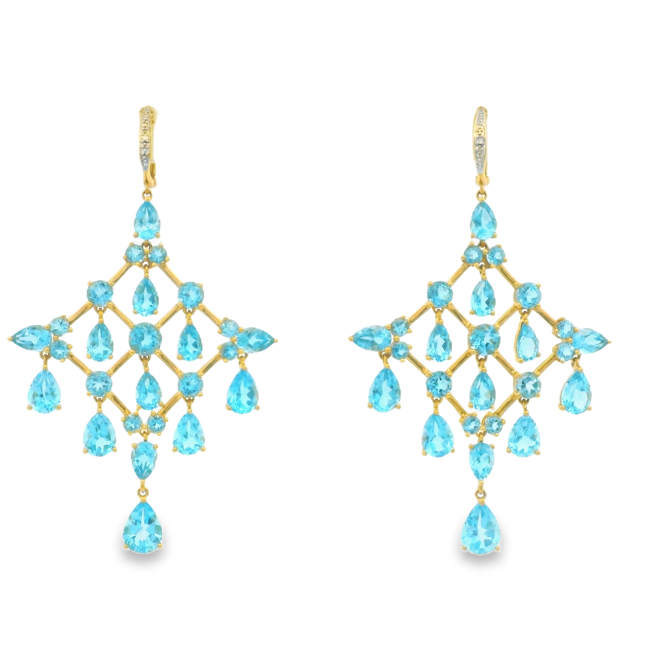 YELLOW GOLD BLUE TOPAZ DROPS