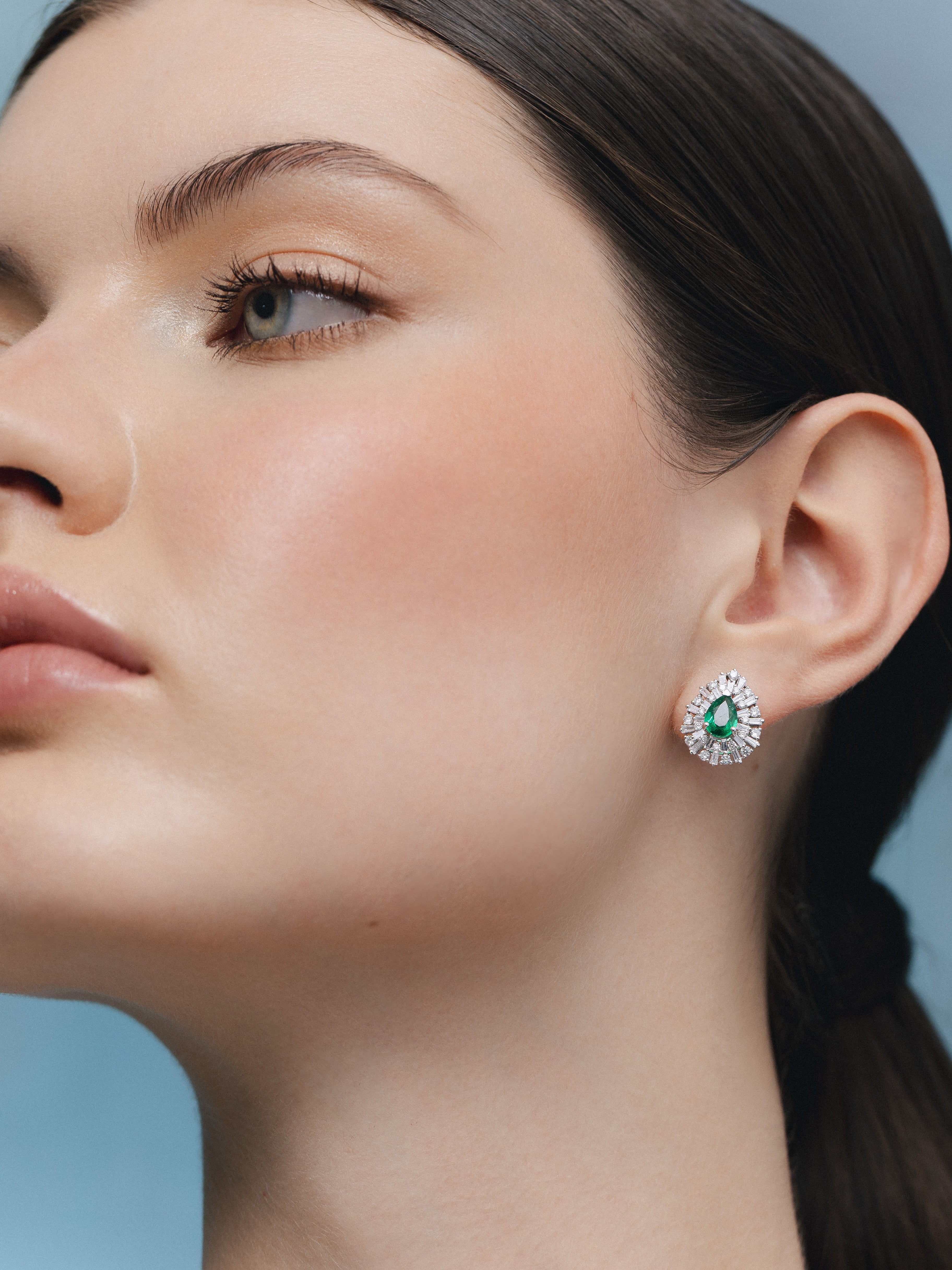 EMERALD HALO EARRINGS