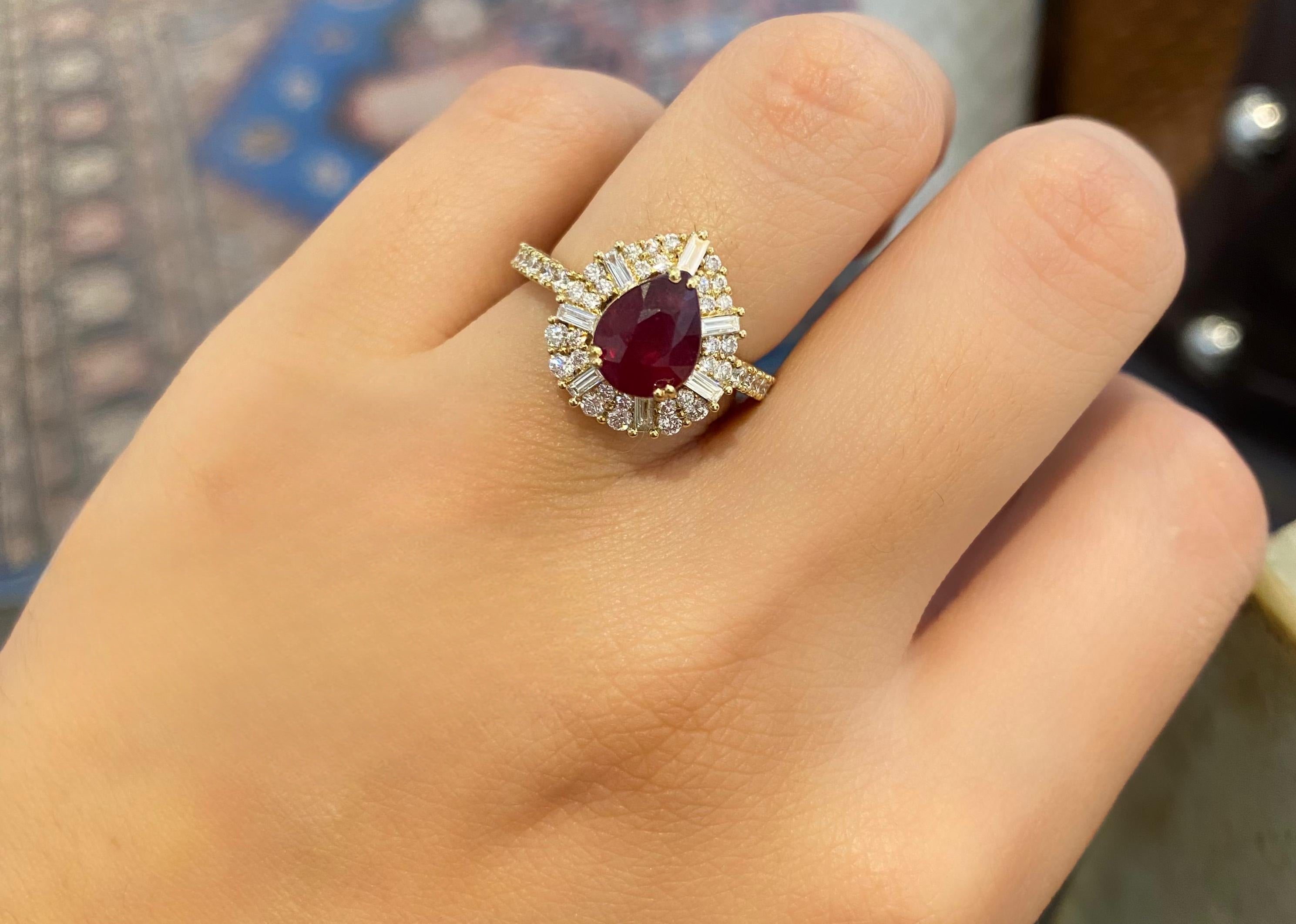 PEAR RUBY RING